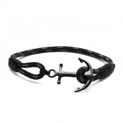 Bracelet Tom Hope Triple black one, ancre noir en argent Taille S