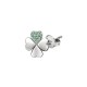 STUD EARRING SS 4LEAF CLOVER WTH GRN CRY