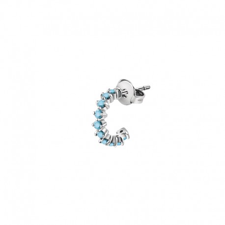 HOOP EARRING SS+TOURQUISE CZ