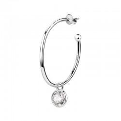 HOOP EARRING SS+ROUND CZ Oe3CM