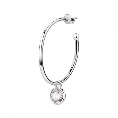 HOOP EARRING SS+ROUND CZ Oe3CM