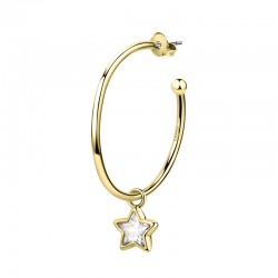 HOOP EARRING YG+STAR CZ Oe3CM