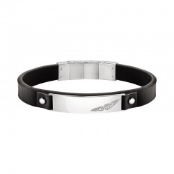 BANDY BR. BLK LEATHER STRAP+TAG 22CM