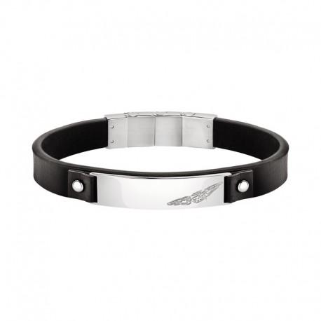 BANDY BR. BLK LEATHER STRAP+TAG 22CM