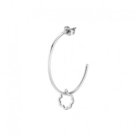 SINGLE EARRING STEEL C HOOP+LEAF SS 50MM