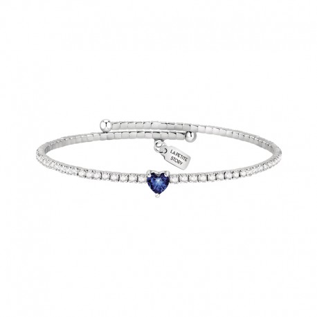 LUX BANGLE LOVE BRASS HEART CZ BLUE TOPA