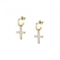 PASSIONI EARRINGS SS+IP GOLD W/CRYSTAL