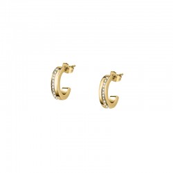 CREOLE EARRINGS SS+IP GOLD W/CRYSTAL