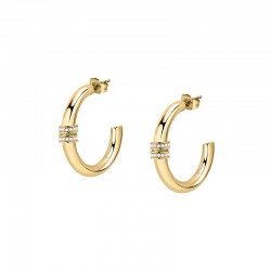 CREOLE EARRINGS SS+IP GOLD WITH CRYSTAL
