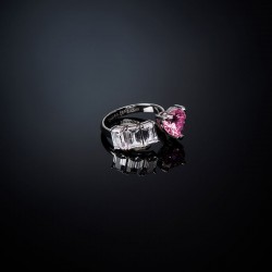 FIRST LOVE RING SIV+WH/PINK CZ SIZE016