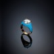 LOVE PARA.RING YG/BLUE ENAMEL/WH CZ 14