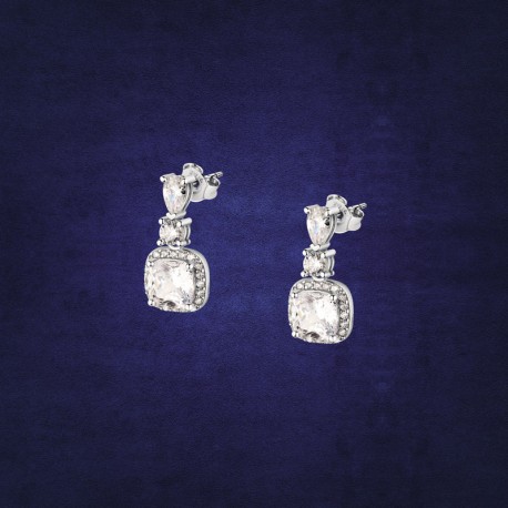 TESORI EARRING 925% WHITE CZ CUSHION