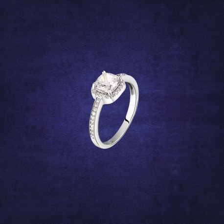 TESORI RING 925% W/WHITE CUSHION CZ S.14