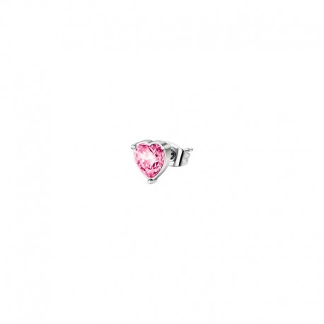 SINGLE EARRING SS HEART ROSE CRYSTAL