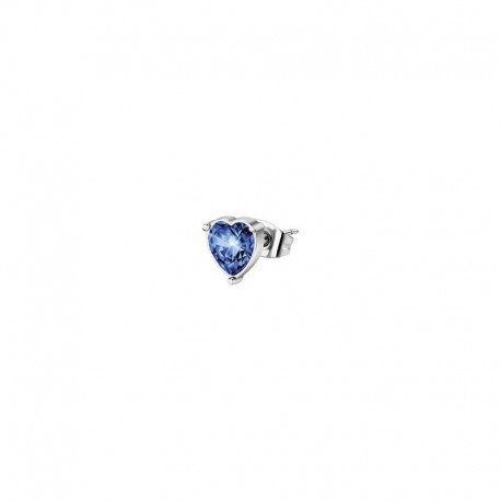 SINGLE EARRING SS HEART SAPPHIRE CRYSTAL