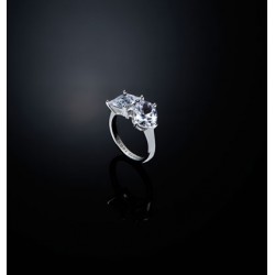 PRINCESS RING SILVER WITH 2PC WH CZ S12