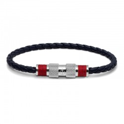 BR SILVER LEATHER BLUE TWINE RED S