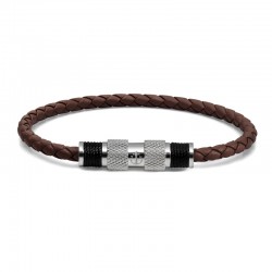 BR SILVER LEATHER BROWN TWINE BLK S
