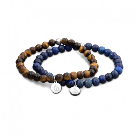 Laguna double BR Brown&Blue beads